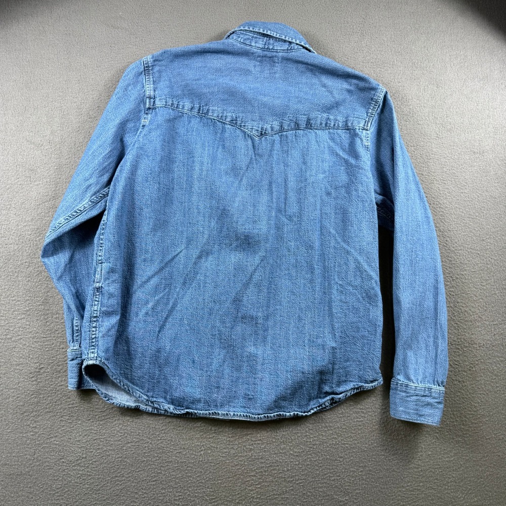 Levis Denim Western Pearl Snap Shirt Womens XL Blue Long Sleeve Rodeo Y2K Top - Picture 2 of 6